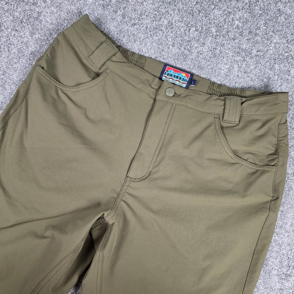 Burlebo Performance Hiking Pants Mens L Olive Green Stretch Outdoor Trousers
